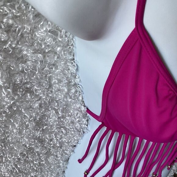 women's Large Fuchsia String Bikini Padded Top XHILARATION - Picture 8 of 13